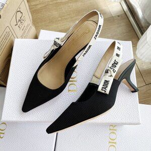 Dior Black Patent Slingback Heels
